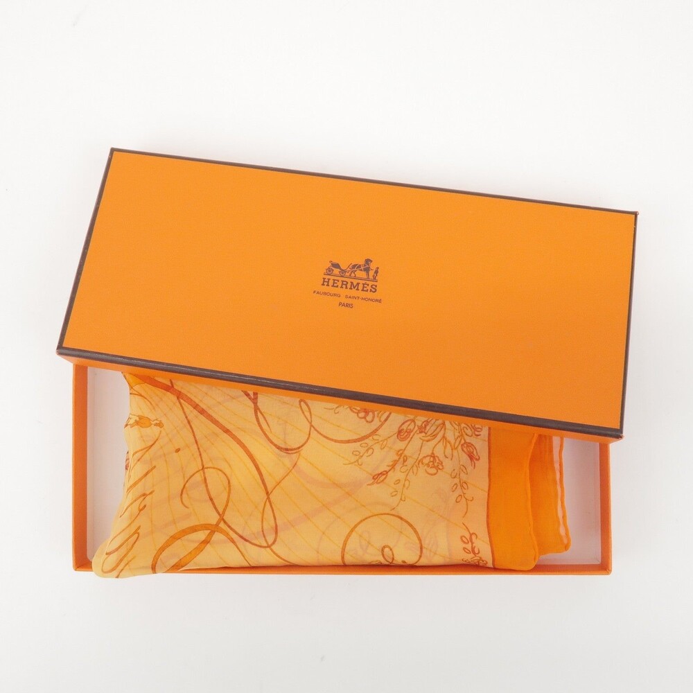 Hermes Carre 45 Effluves Silk Scarf Orange - Picture 4 of 8